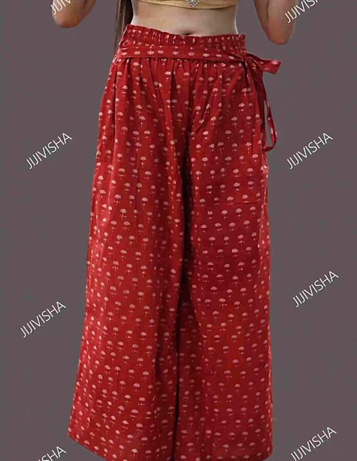 Buy Burgundy Bloom Hand Block Print Palazzo