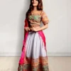 Buy Regal Glamour: Ivory and Pink Lehenga Set