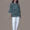 Buy Green & Beige Tree Hand Block Printed Short Kurti