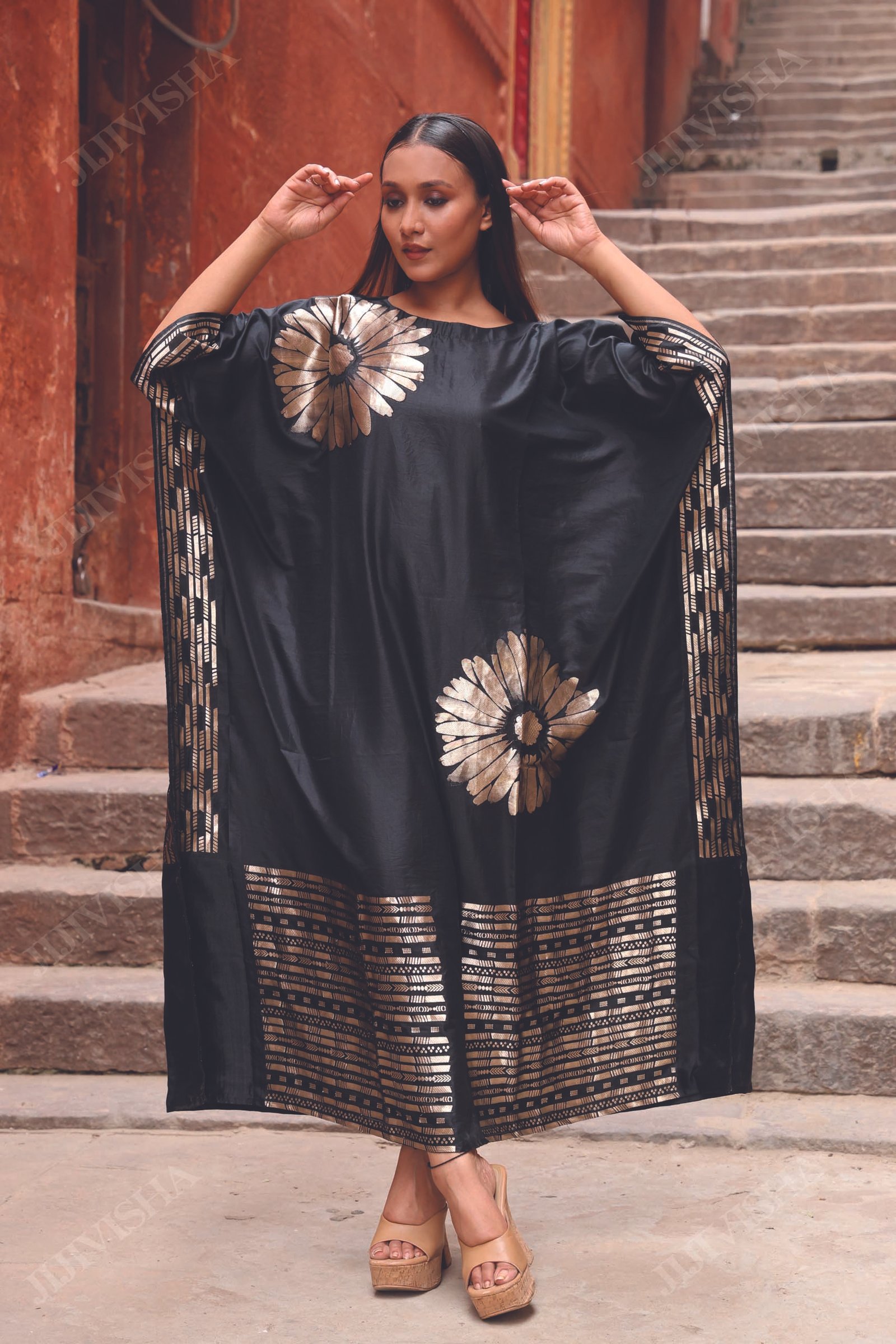 Black Banarasi Kaftan