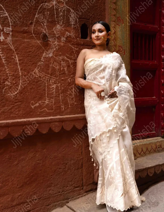 Ivory Organza Saree