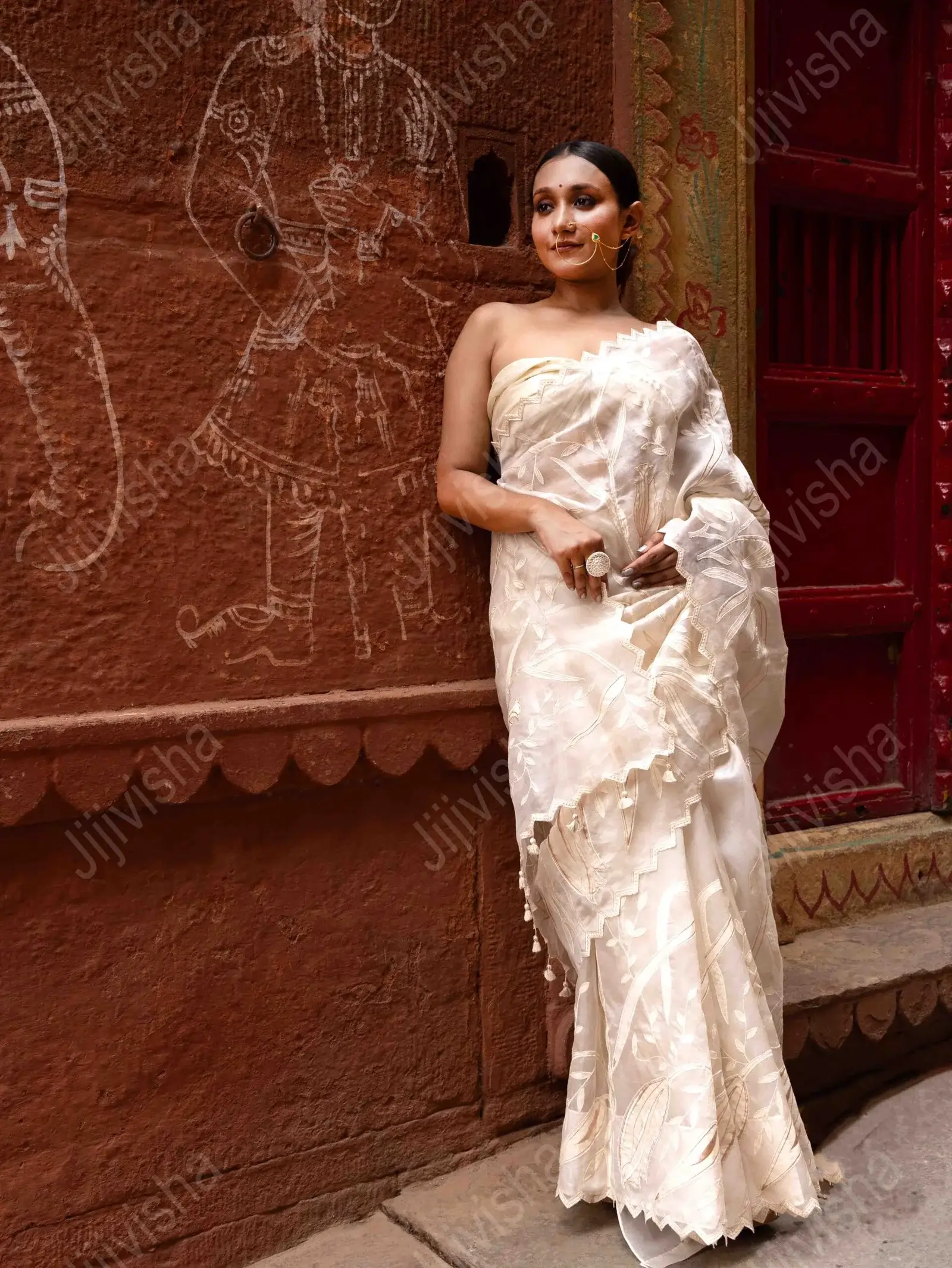 Ivory Organza Saree