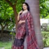 Ajrakh Splendor Rust Honey Peach Saree