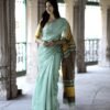 Pista Green Tussar Silk Saree