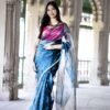Teal Blue Tissue Silk Saree