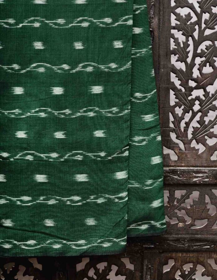 Green Sambalpuri Cotton Fabric - Gallery Image