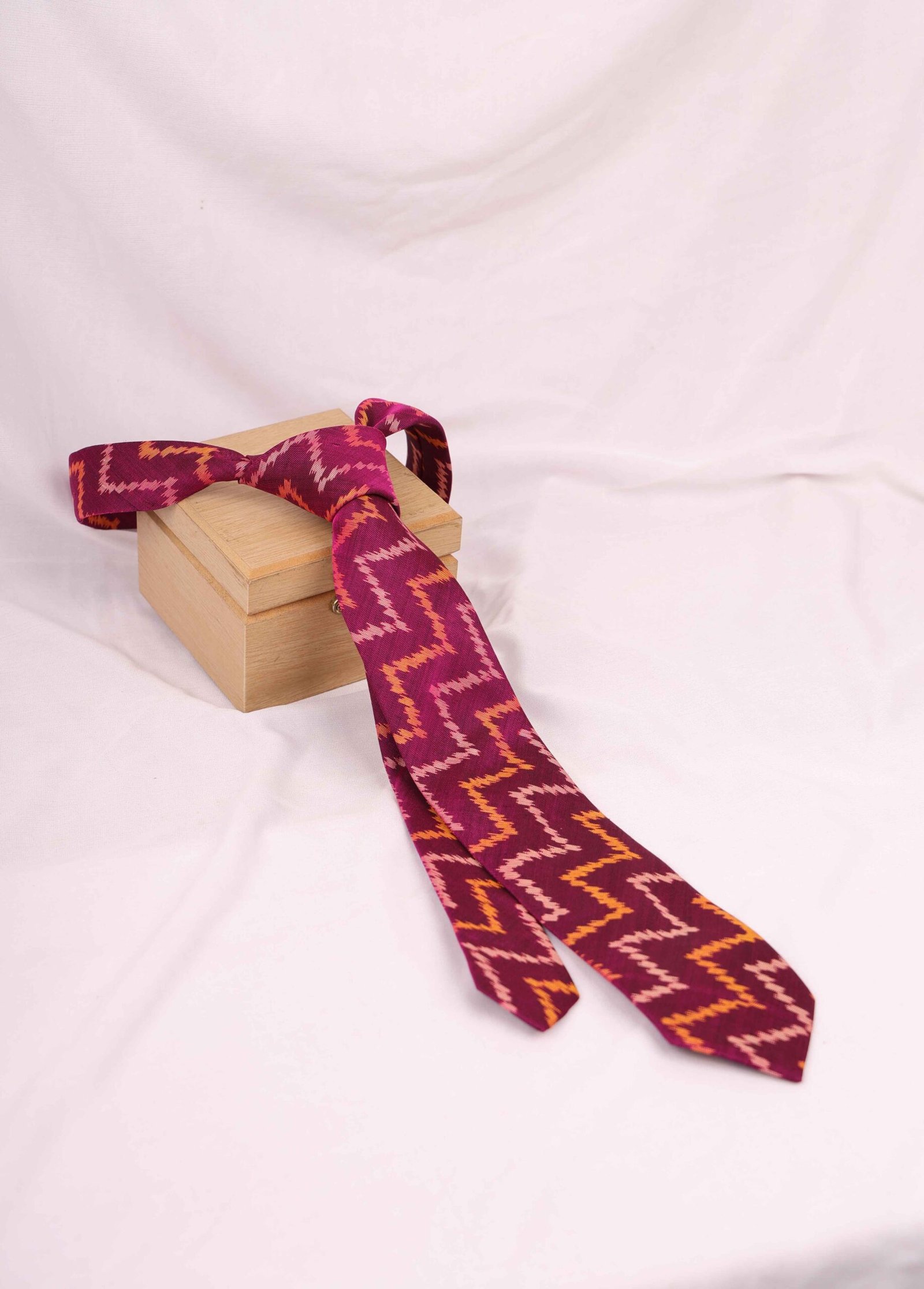 Handwoven Purple Patola Silk Necktie