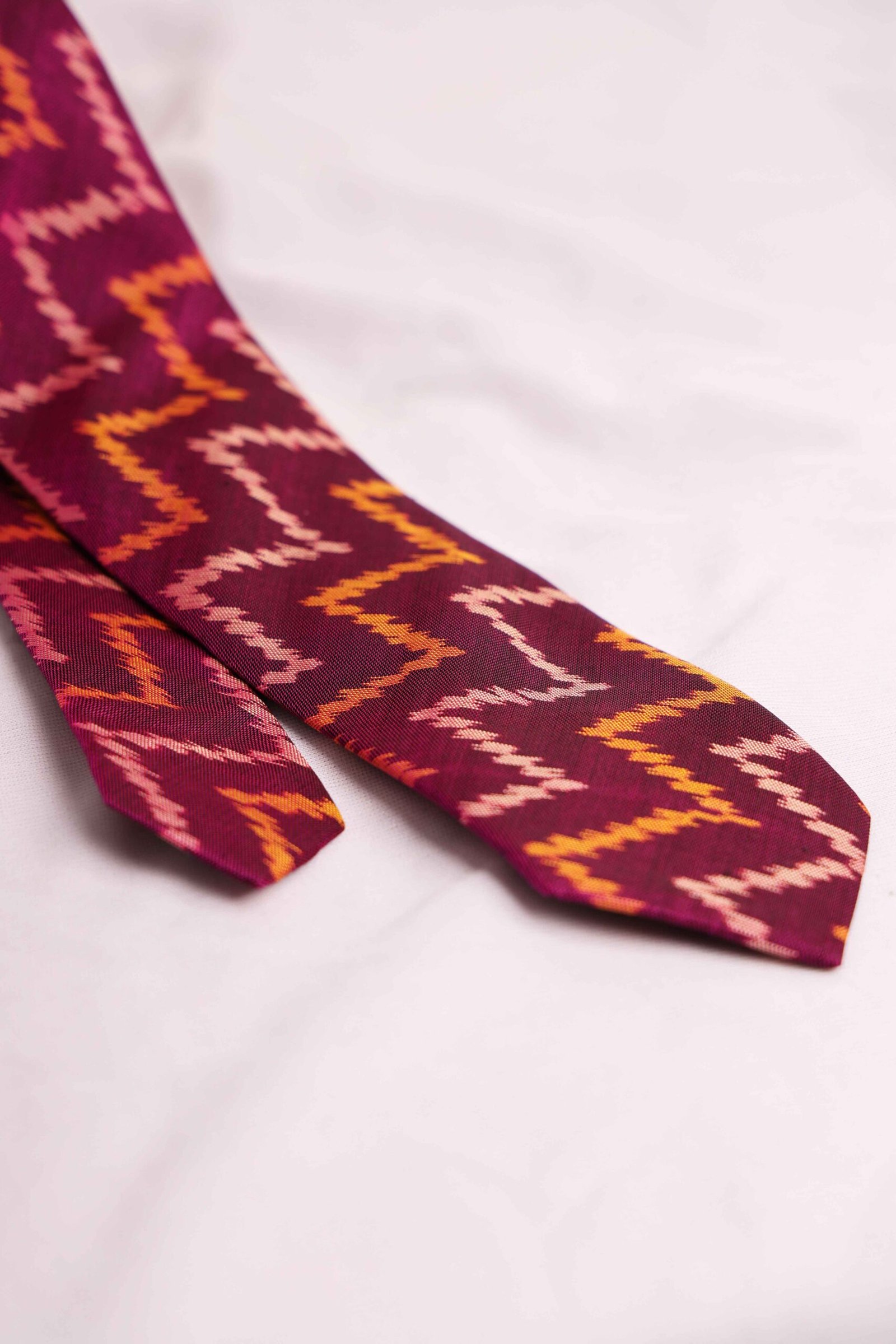 Handwoven Purple Patola Silk Necktie