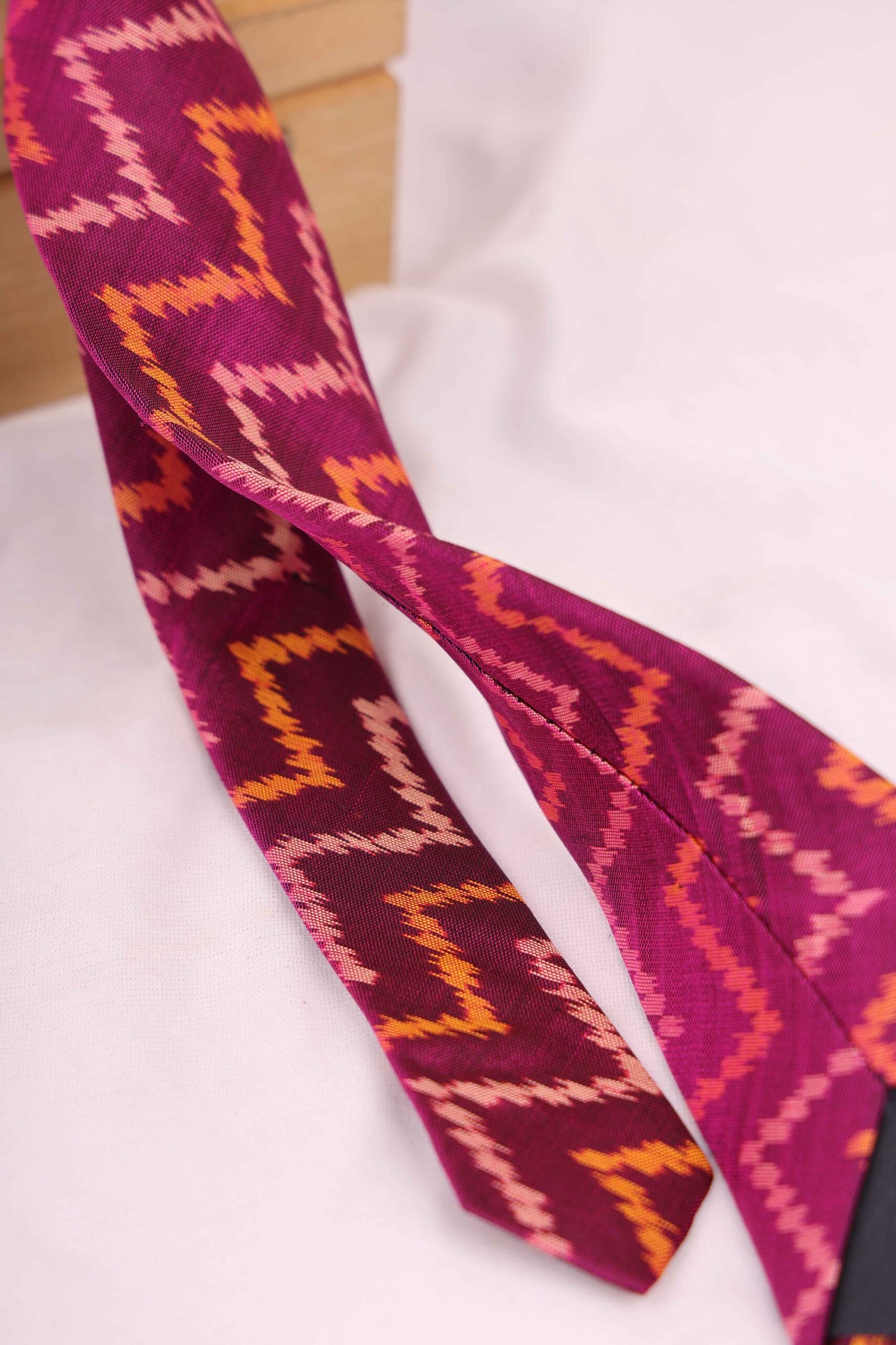 Handwoven Purple Patola Silk Necktie