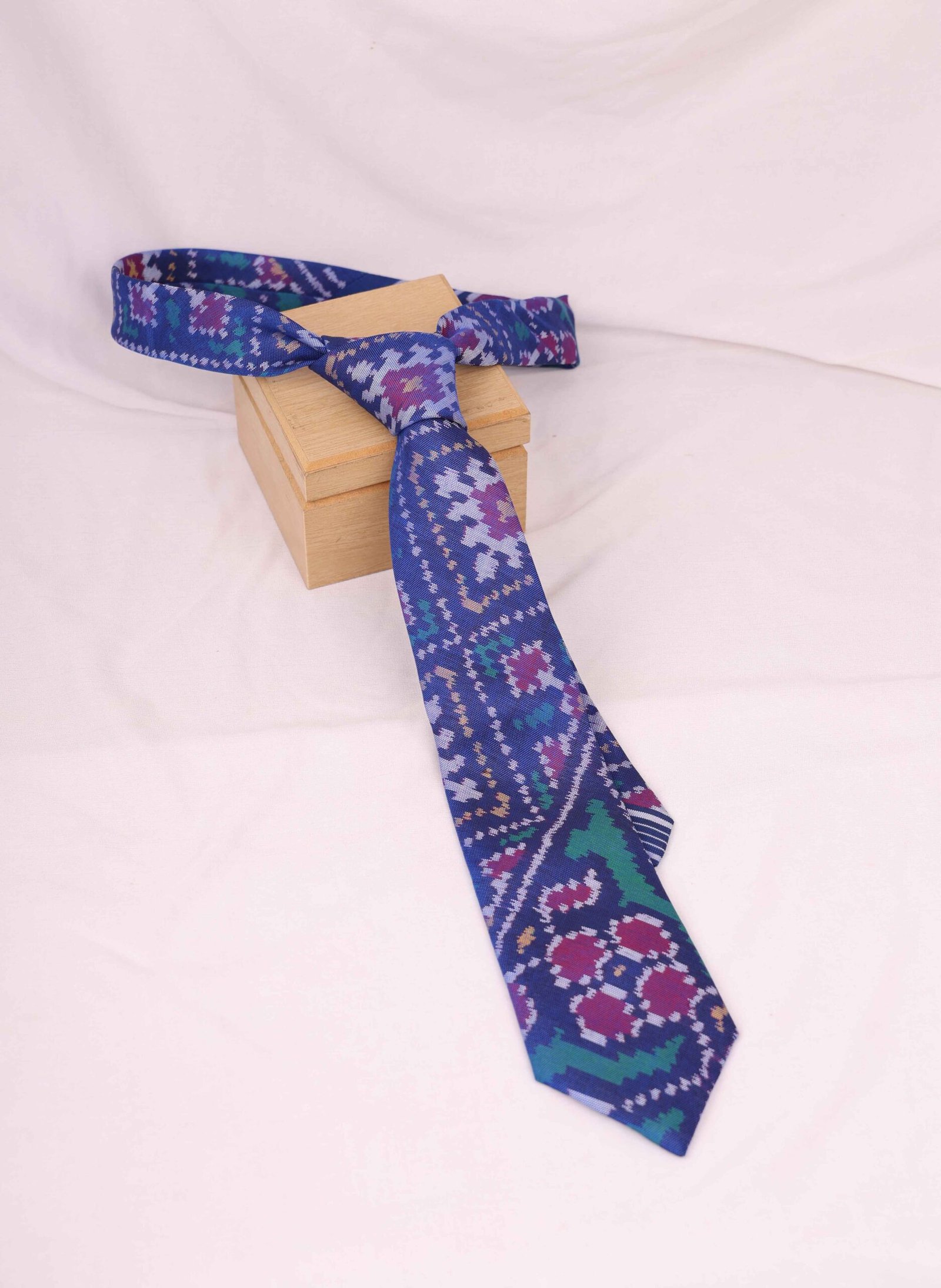 Royal Blue Patola Silk Necktie