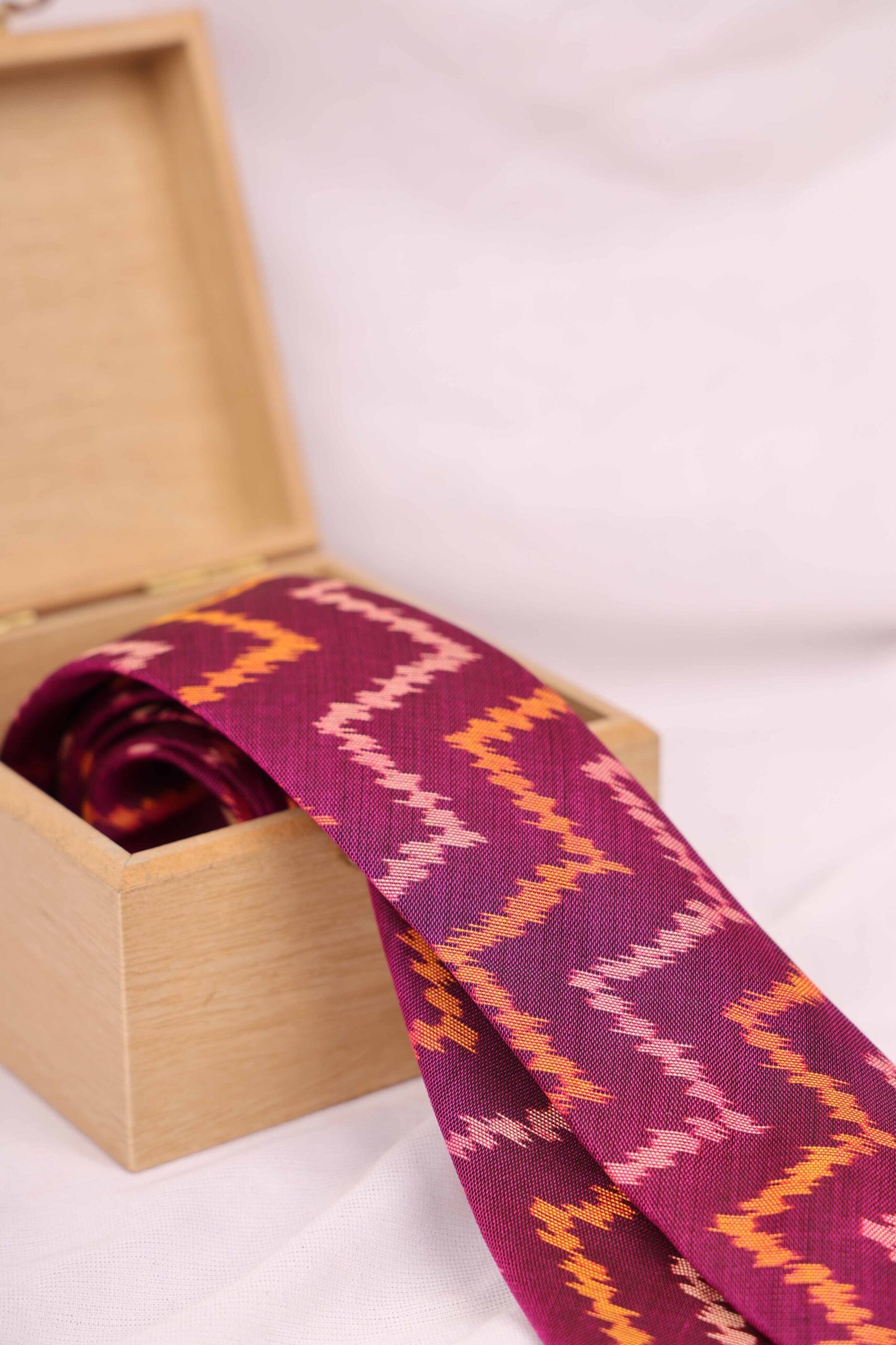 Handwoven Purple Patola Silk Necktie