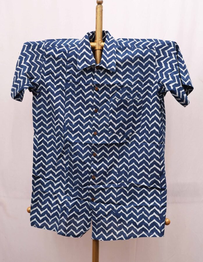 Azure Zigzag Cotton Shirt
