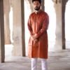 Rust Kosa Silk Men’s Long Kurta