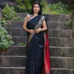 Sangamitra Rasa: Maroon and Black Bishnupuri Pure Silk Kalakhetra Saree