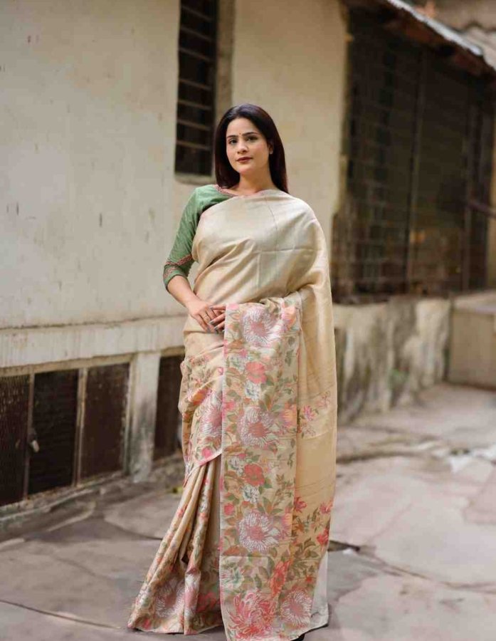 Tussar Reshami Embroidered Saree