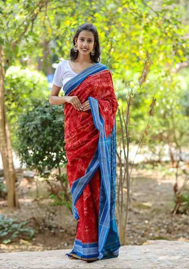 Sambalpuri Ikkat Tribal Bandha Cotton Saree