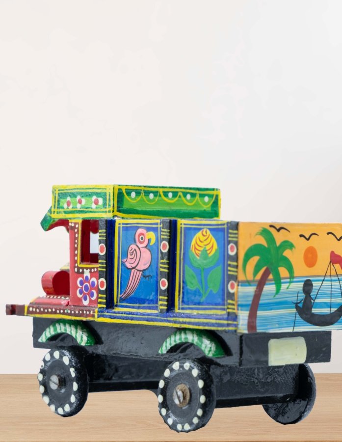 Multi Coloured Wooden Hand Painted Truck - Gallery Image