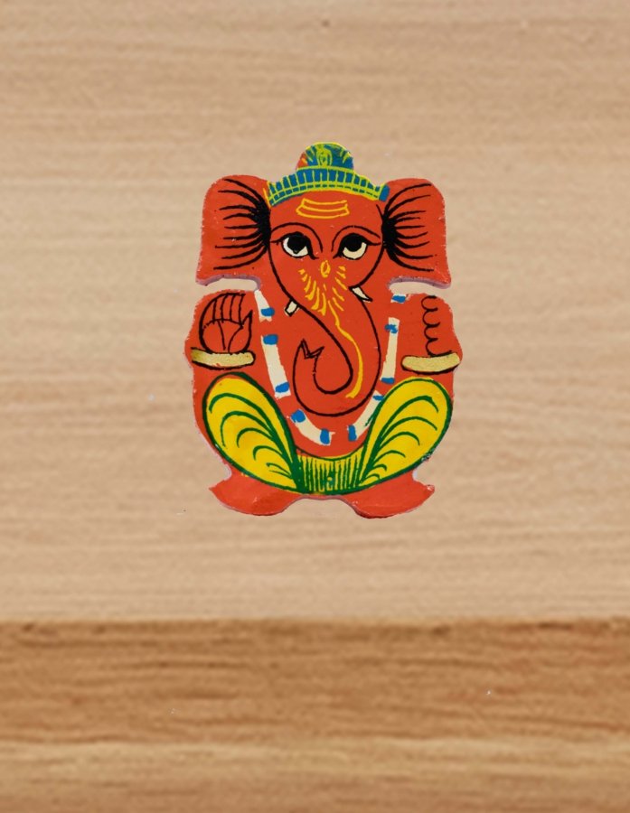 Exquisitely Hand-Painted Wooden Ganesha Fridge Magnet