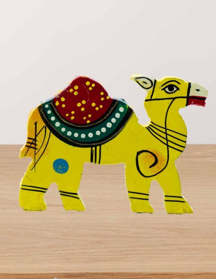 Handcrafted Wooden Rajasthani Camel Magnet for Authentic Home Decor