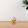 Handmade Red Wooden Doll Keychain With Hand-Painted Design