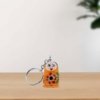 Handcrafted Orange Hand-Painted Wooden Doll Keychain – Unique Accessory