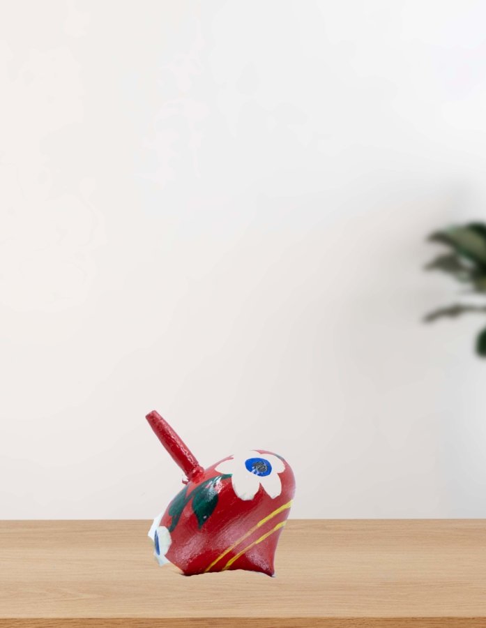 Artisan-Made Red Wooden Lattu/Chakri – Traditional Handcrafted Spinning Toy