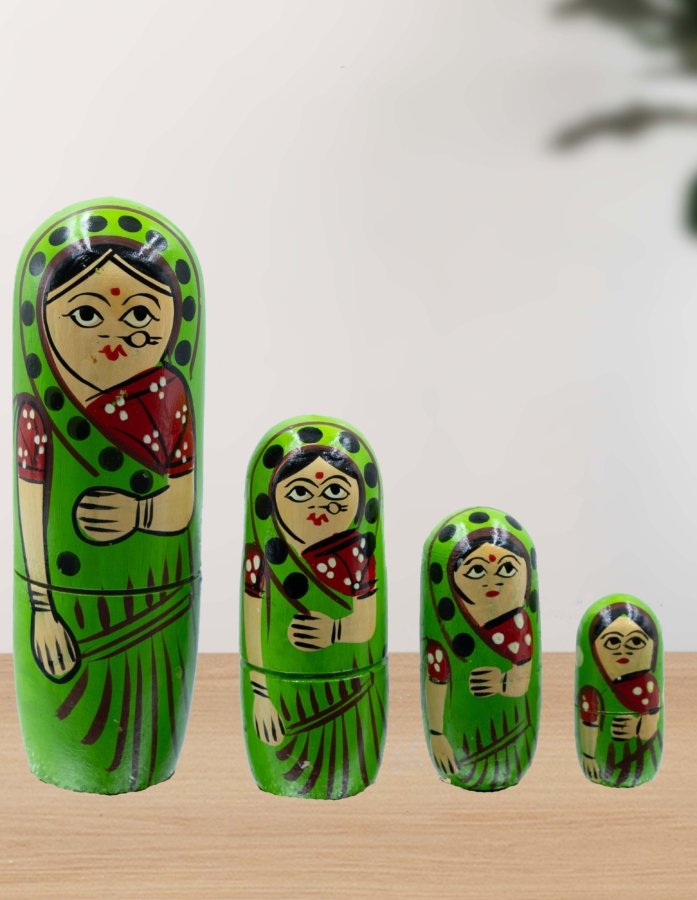 Traditional Wooden Nesting Dolls – Colorfully Hand-Painted Set of 4