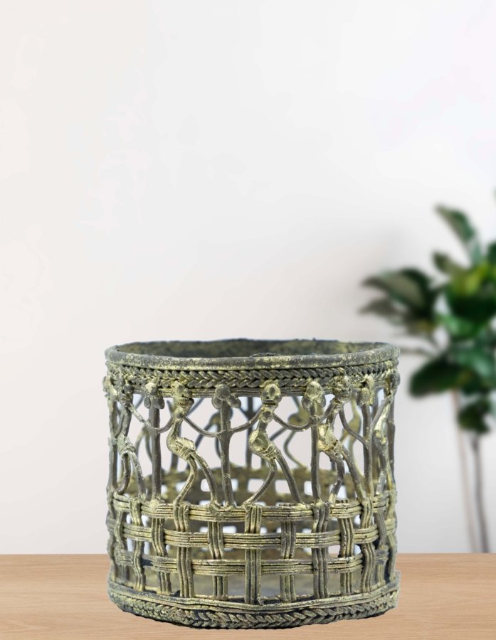 Authentic Dokra Handicraft: Pure Solid Brass Handmade Cutlery/Pen Holder