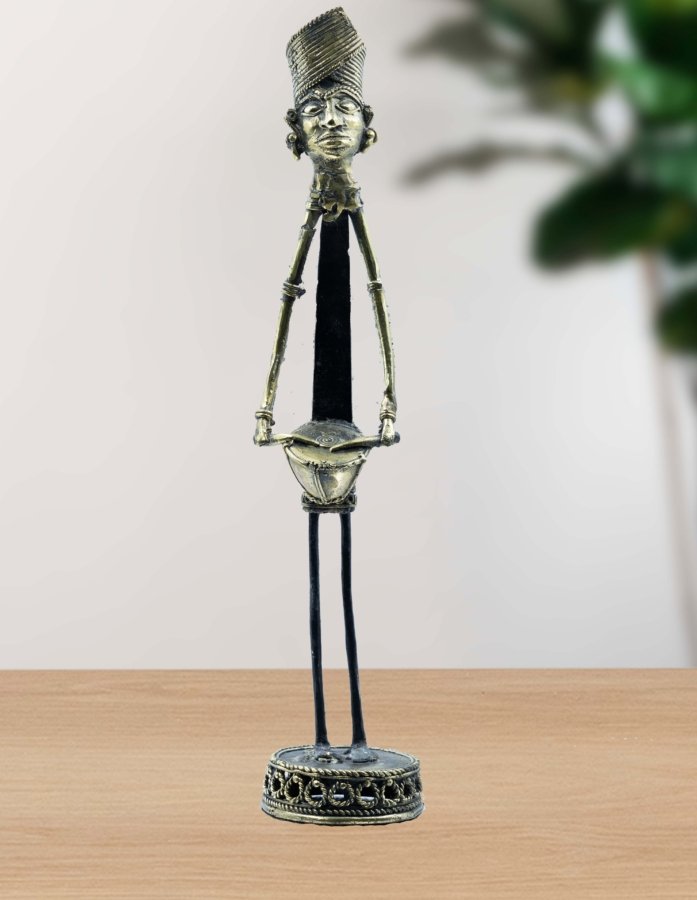 Handcrafted Dokra Musician Showpiece– Pure Solid Brass