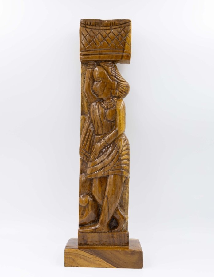 Handcrafted Wooden Tribal Lady Figurine – Ethnic Home Decor