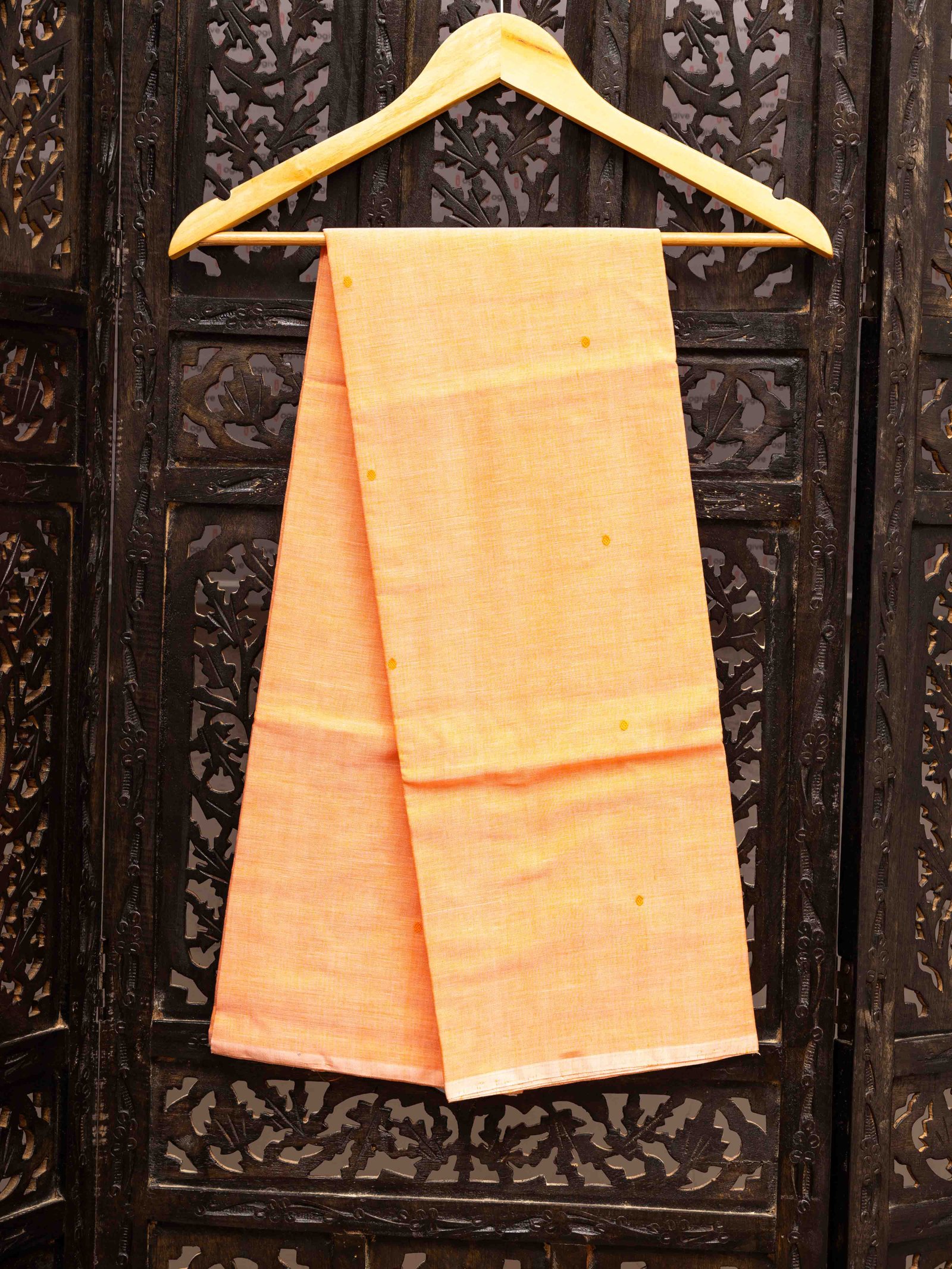 Orange Chanderi Cotton Fabric for Men's Kurta