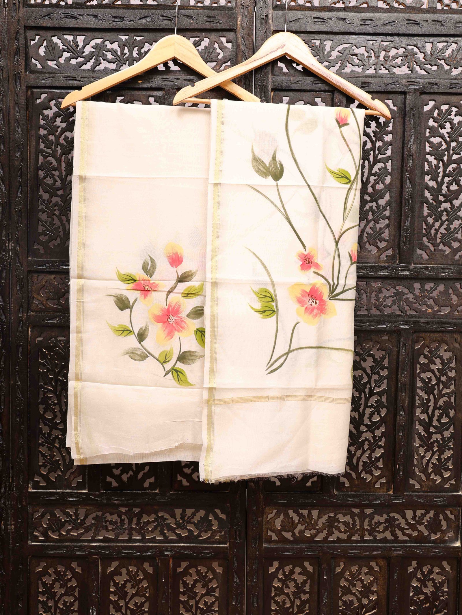 Chanderi Silk Hand Painted Dress Material