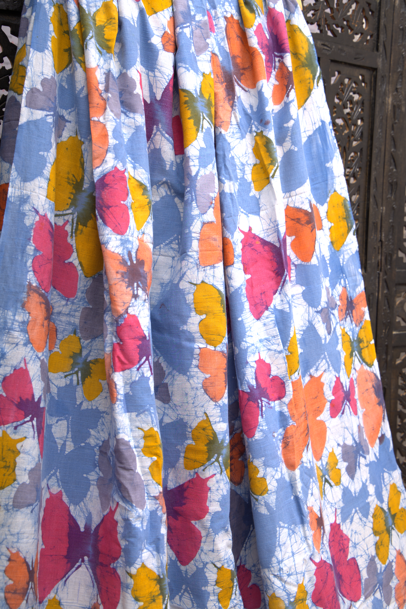 Hand Block Printed Cotton Fabric – Vibrant Butterfly Delight