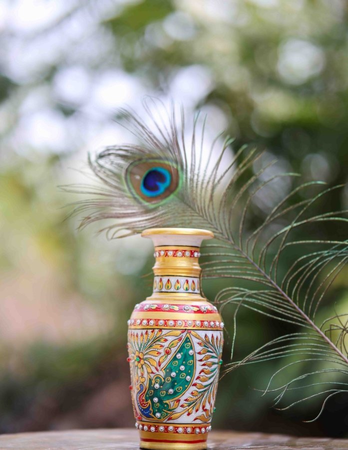 Marble Vase with Meenakari Work(Pair