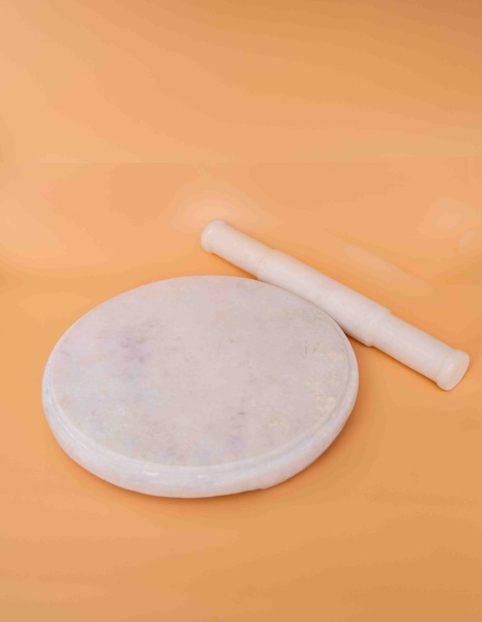 Plain Marble Rolling Board With Rolling Pin