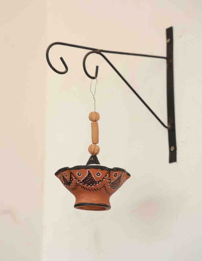 Kutch Handpainted Terracotta Hanging Diya with Tribal Design