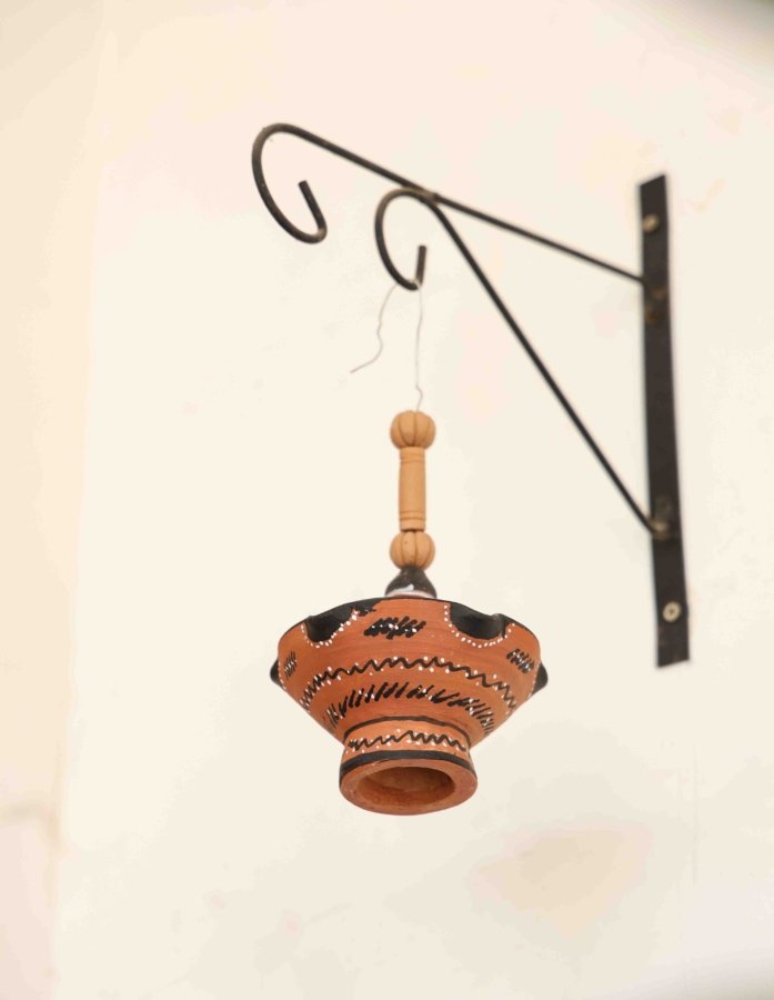 Vintage Terracotta Diya with Intricate Kutch Hand-Painted Detailing