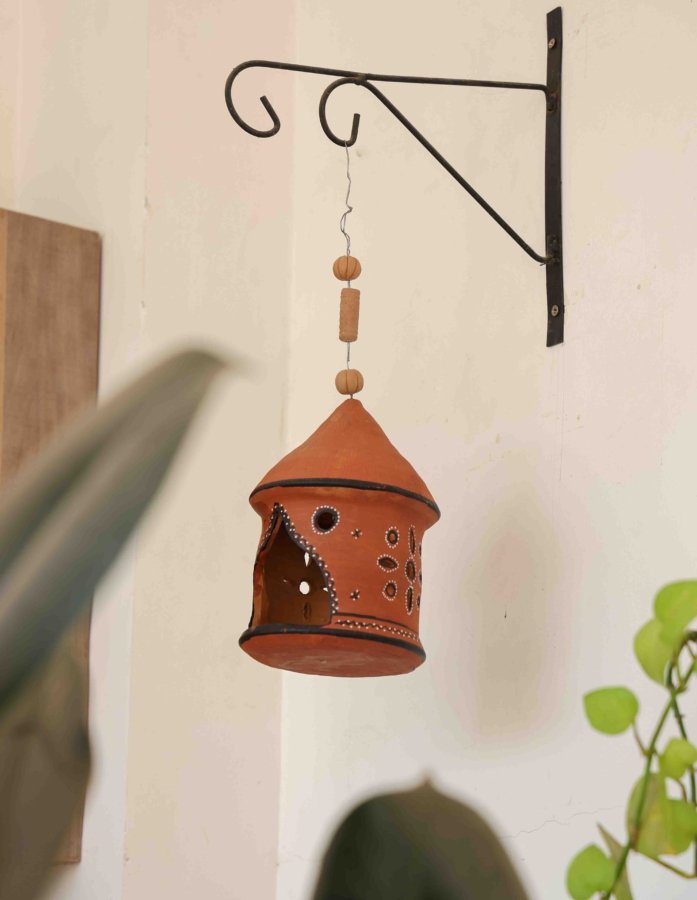 Kutch Terracotta Hanging Lamp With Intricate Cutouts