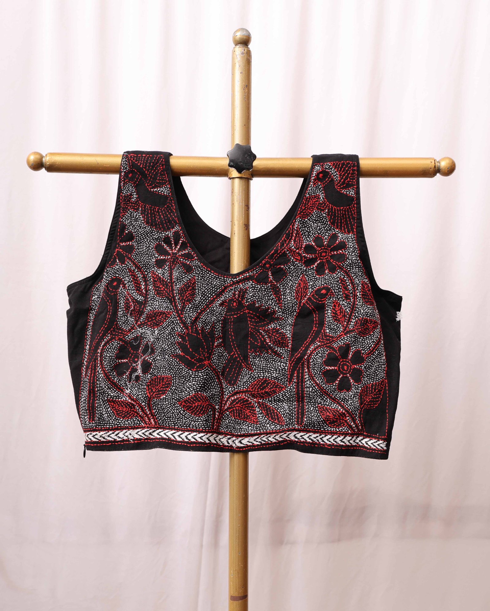 Black Kantha Hand Embroidered Blouse