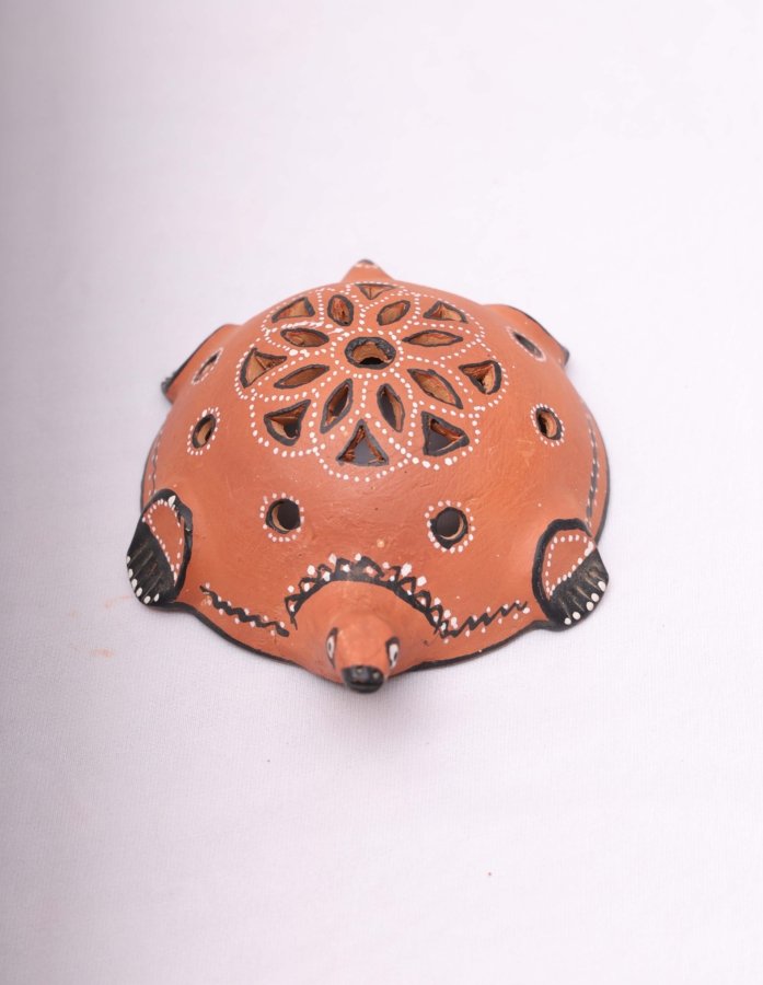 Kutch Terracotta Turtle Candle Lamp