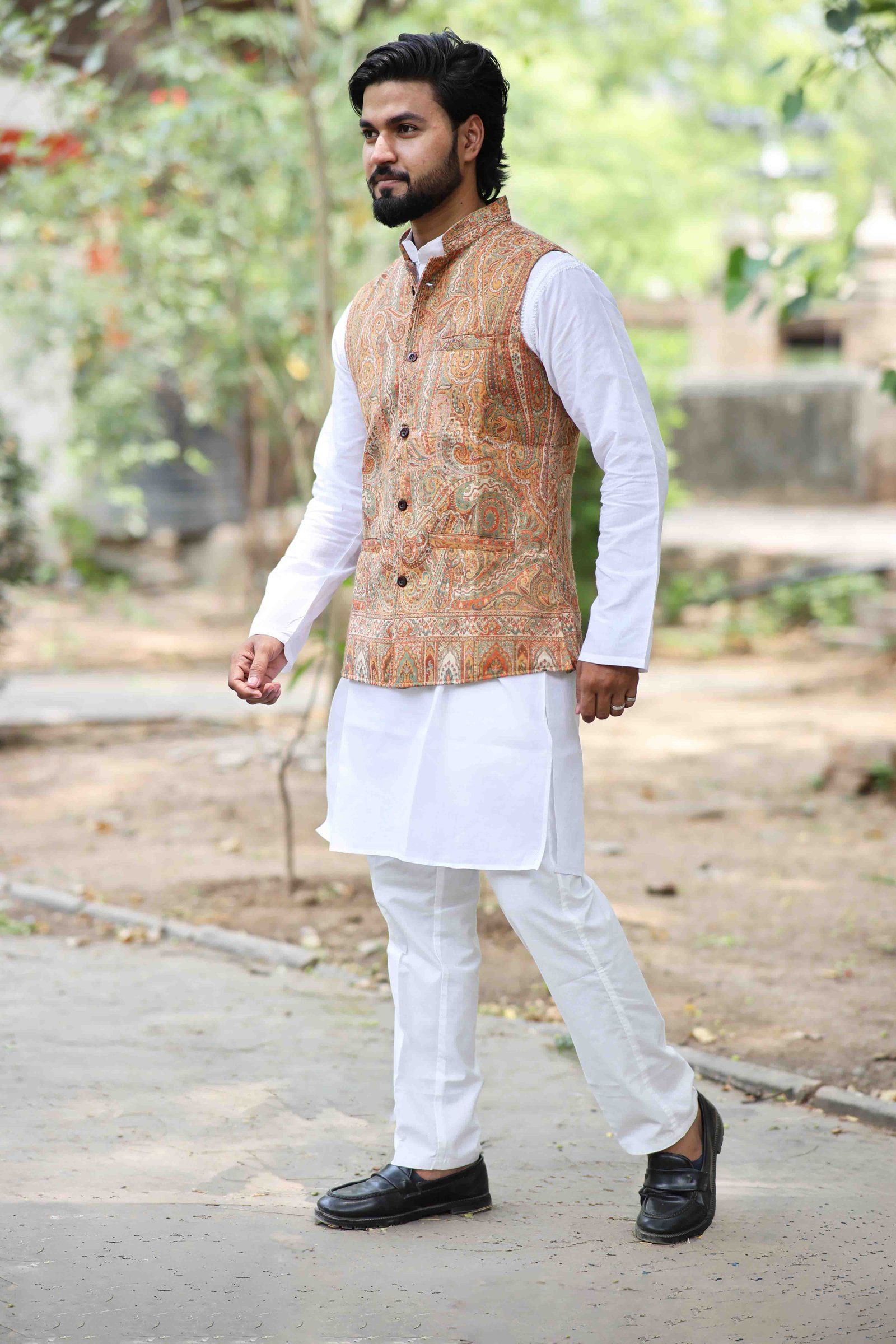 Orange Kani Weave Men's Half Jacket