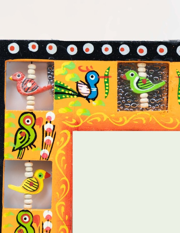 Vibrant Hand-Painted Orange Wooden Picture Frame - Gallery Image