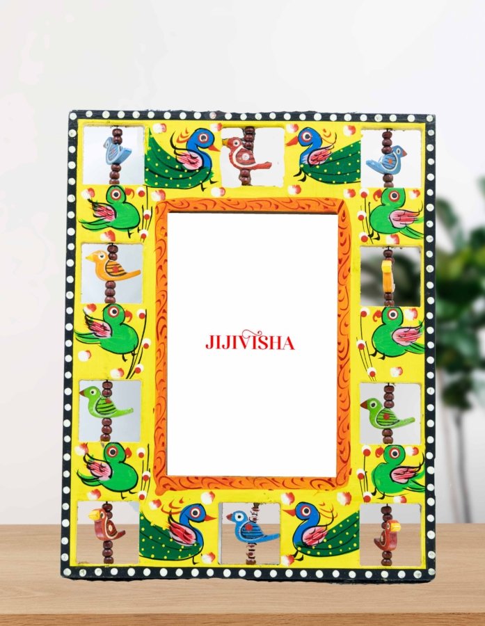 Elegant Yellow Wooden Handpainted Picture Frame