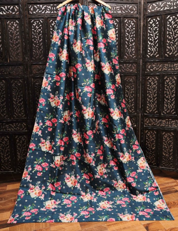 Floral Digital Printed Banarasi Silk Fabric