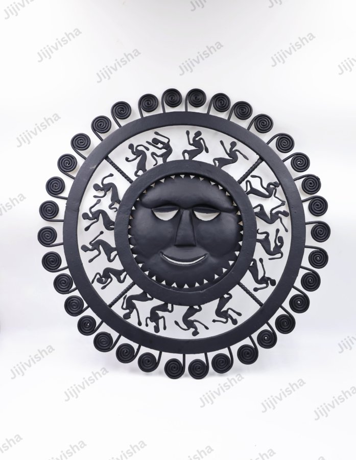 Handcrafted Wrought Iron Wall Hanging – Sun Face Art