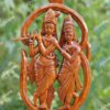Hand-Carved Radha Krishna Wooden Statue - Traditional Indian Art