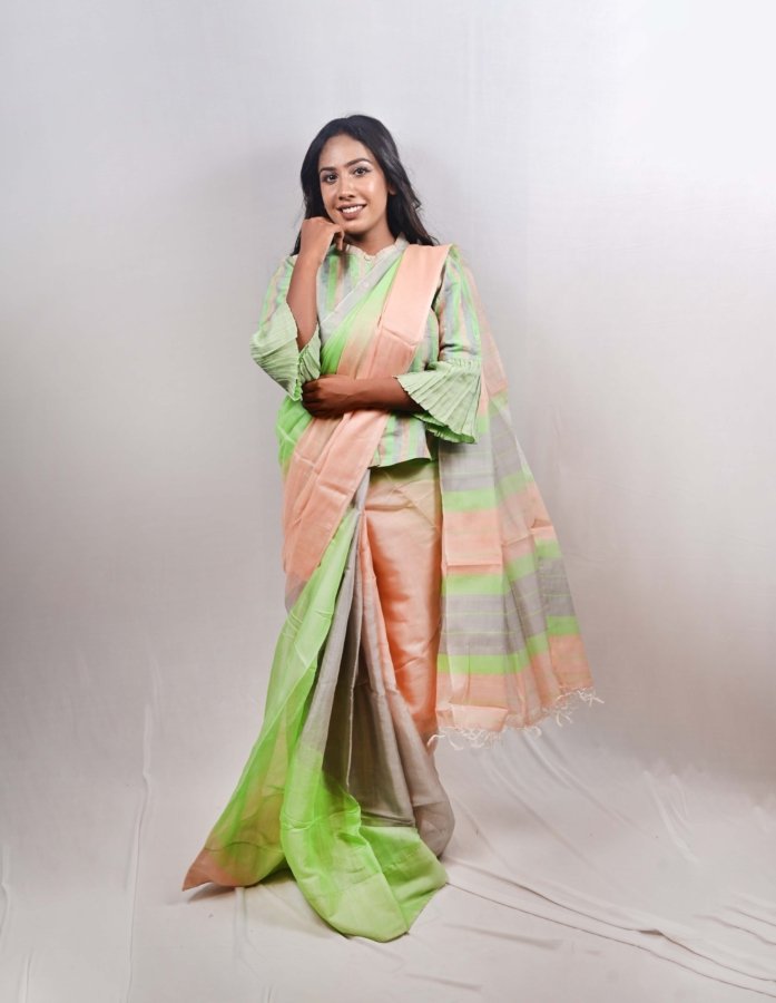 Buy Light Green Chanderi Cotton Silk Saree Online