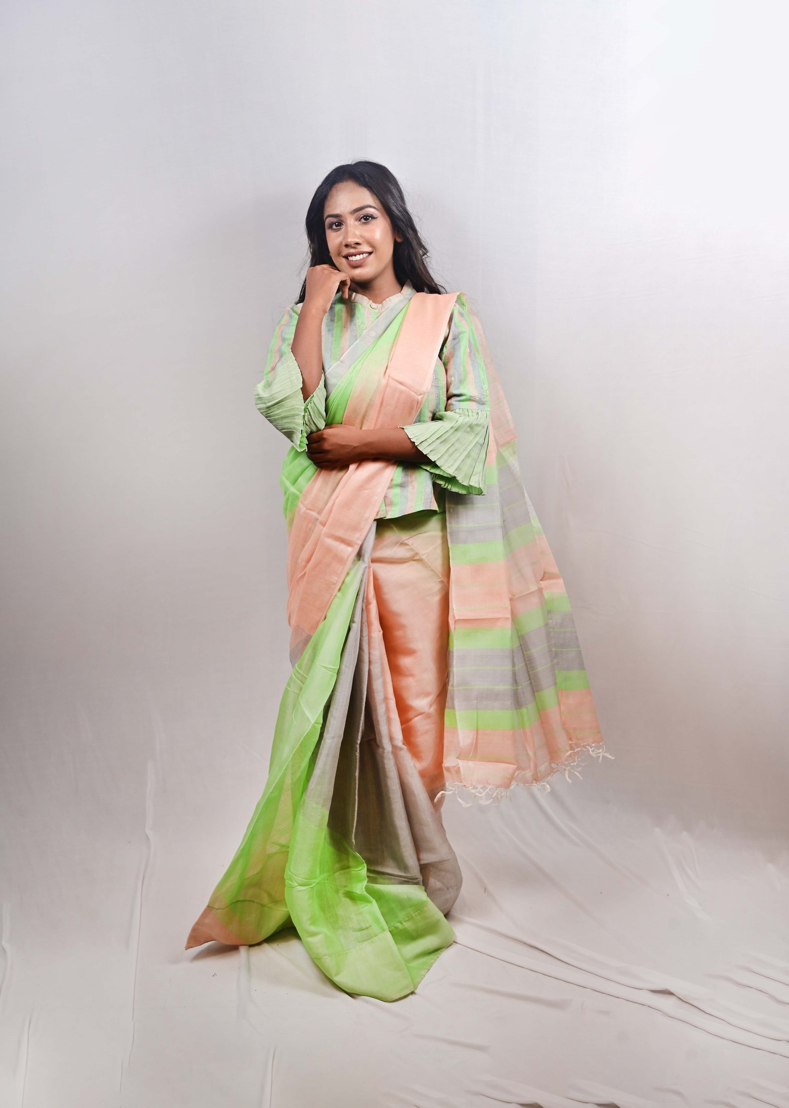Buy Light Green Chanderi Cotton Silk Saree Online
