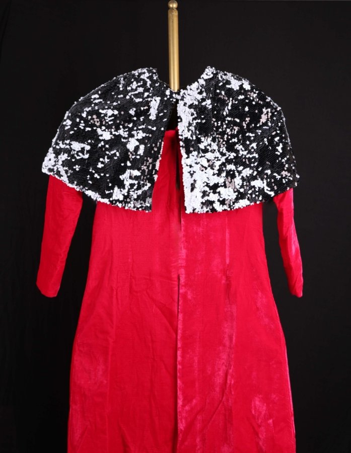 Dark Pink Full-Sleeve knee-length Velvet Jacket