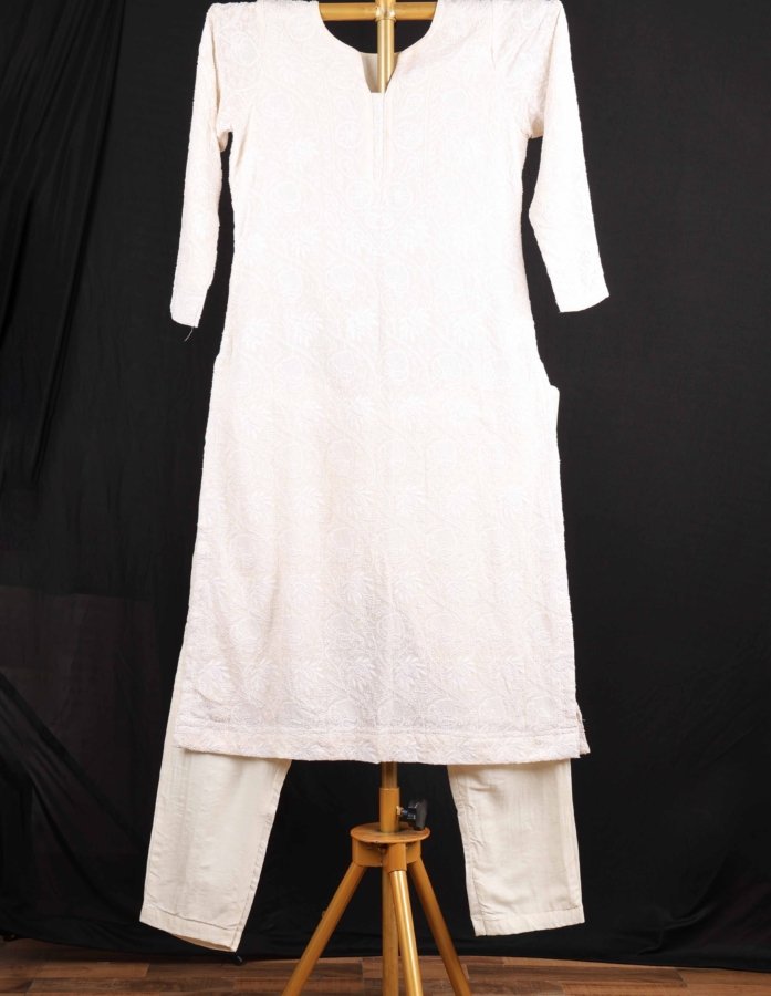 Georgette Kurta Set With Chikankari Hand Embroidery